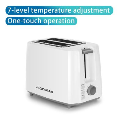 Aigostar - Brödrost för två skivor 750W/230V vit