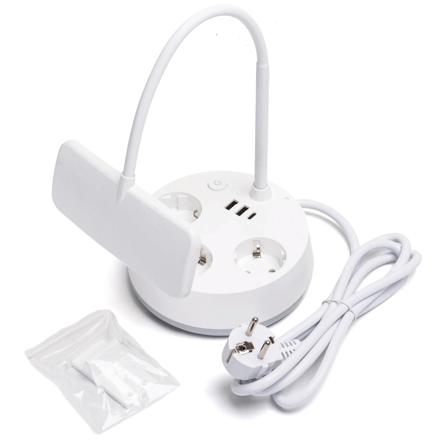 Aigostar - Dimbar LED-bordslampa med uttag och USB LED/4,6W/230V 3000/4000/6500K vit