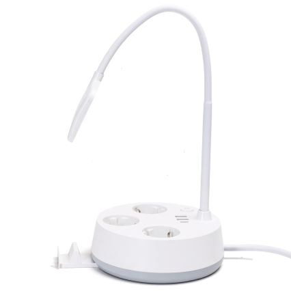 Aigostar - Dimbar LED-bordslampa med uttag och USB LED/4,6W/230V 3000/4000/6500K vit