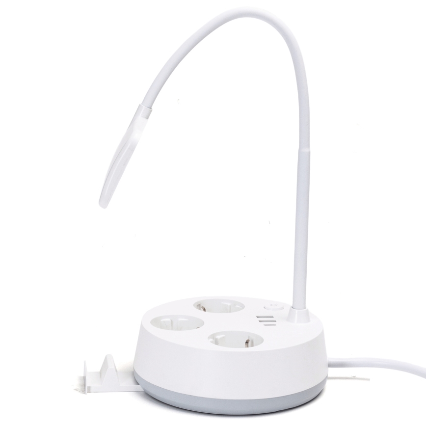 Aigostar - Dimbar LED-bordslampa med uttag och USB LED/4,6W/230V 3000/4000/6500K vit