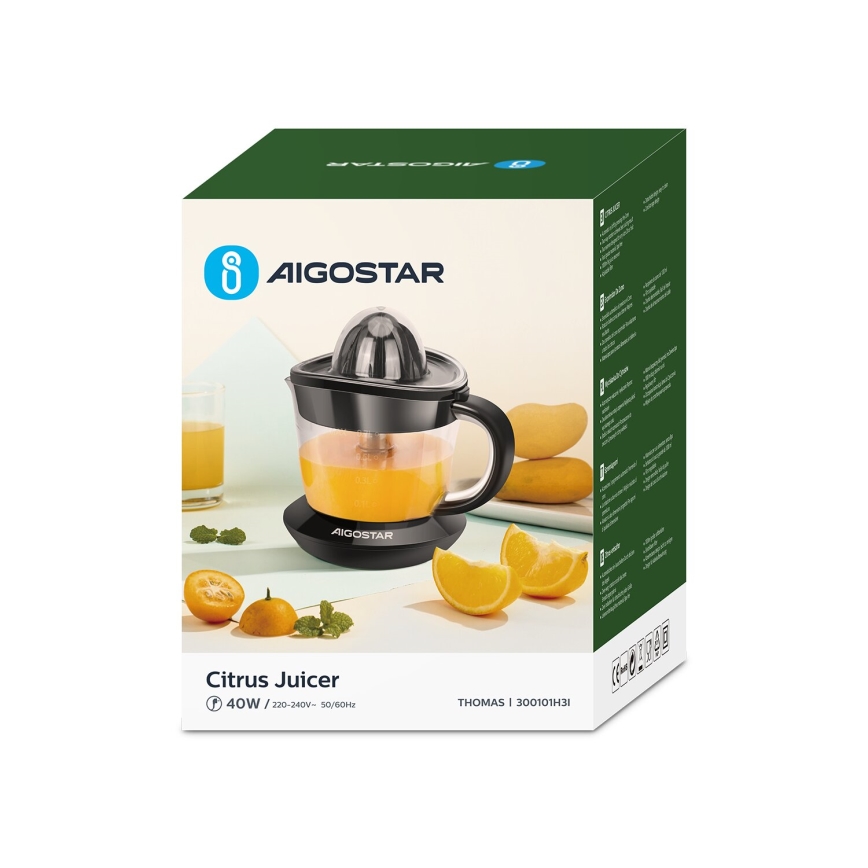 Aigostar - Elektrisk citruspress 1l 40W/230V svart
