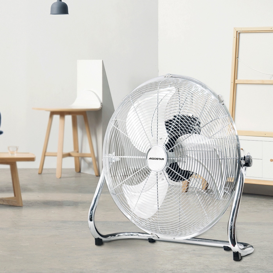 Aigostar - Golvfläkt 100W/230V skinande krom