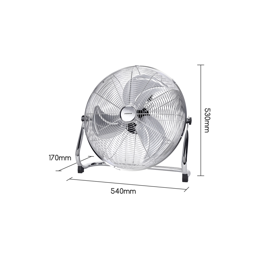 Aigostar - Golvfläkt 100W/230V skinande krom