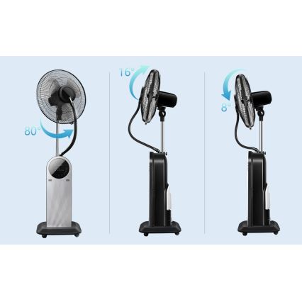 Aigostar - Golvfläkt med dimmseffekt 95W/230V svart/grå + fjärrkontroll
