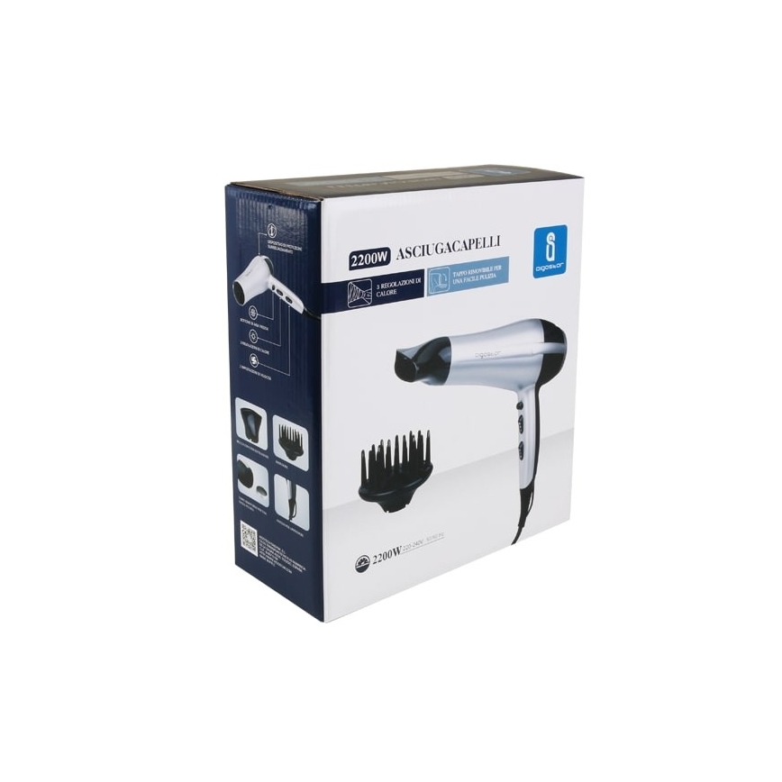 Aigostar - Hairdryer 2200W/230V silver/svart