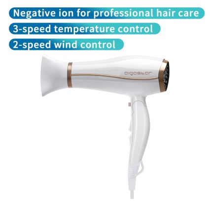 Aigostar - Hårfön med ionisator 2200W/230V vit