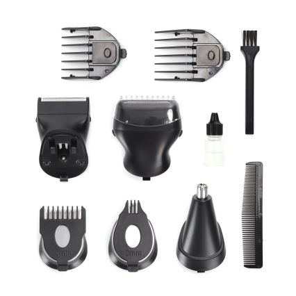 Aigostar - Hårtrimmer med tillbehör 6i1 5W/5V svart