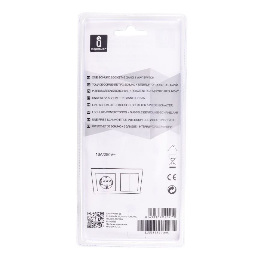 Aigostar - Husbrytare med uttag 1x16A/250V