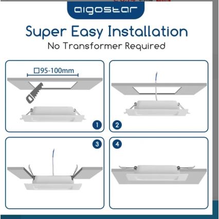Aigostar - Infälld LED-armatur 6W/230V 3000K 12x12 cm vit