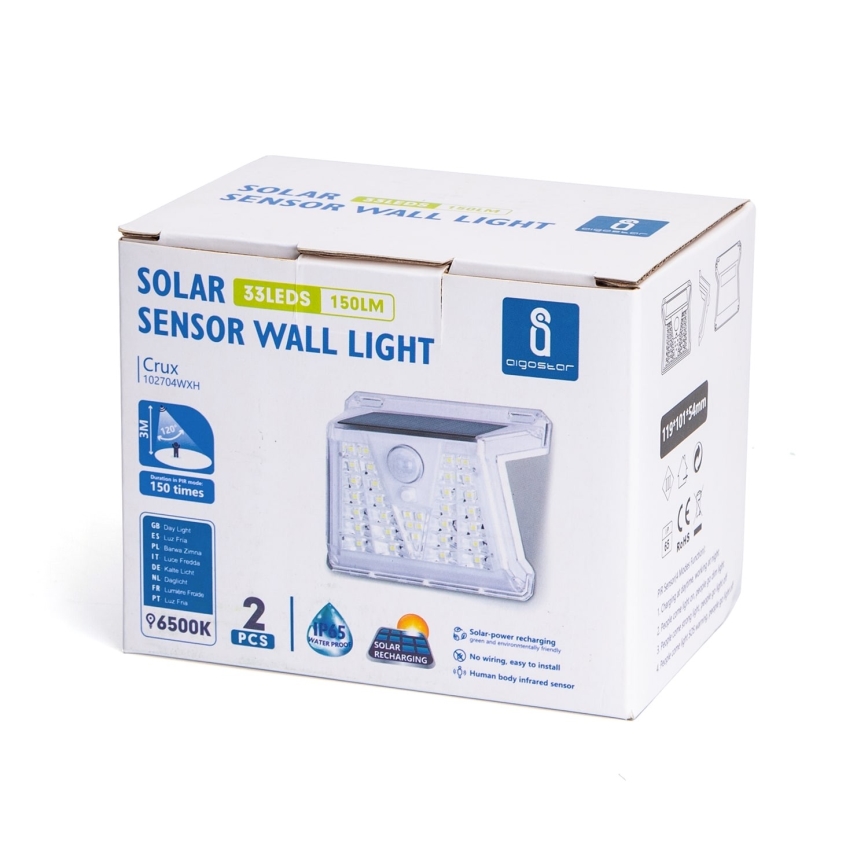 Aigostar - KIT 2x LED solcellslampa för utomhusbruk med sensor LED/1,48W/3,7V IP65