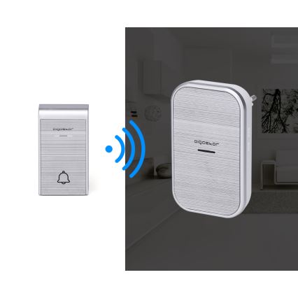 Aigostar - KIT 2x Plugin trådlös dörrklocka 230V/12V IP44 silver