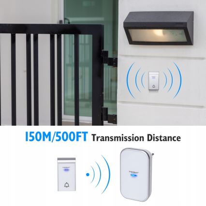 Aigostar - KIT 2x Plugin trådlös dörrklocka 230V/12V IP44 vit