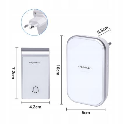 Aigostar - KIT 2x Plugin trådlös dörrklocka 230V/12V IP44 vit