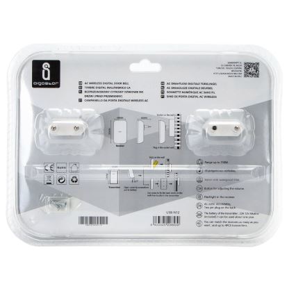 Aigostar - KIT 2x Plugin trådlös dörrklocka 230V/12V IP44 vit