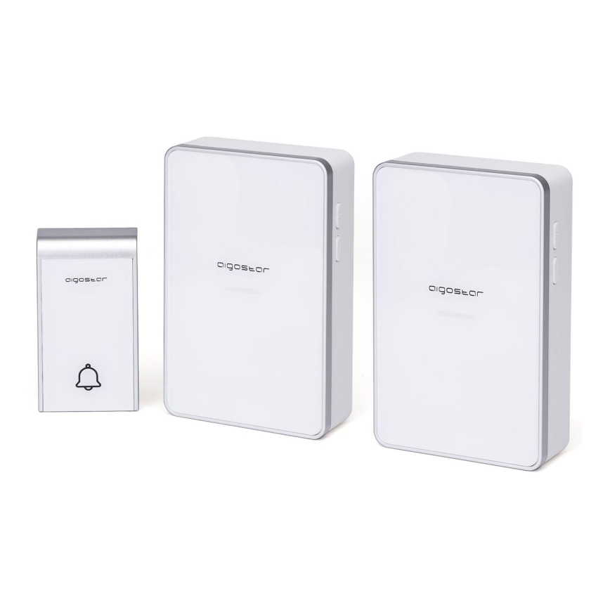 Aigostar - KIT 2x Trådlös dörrklocka 3xAA/12V IP44 vit