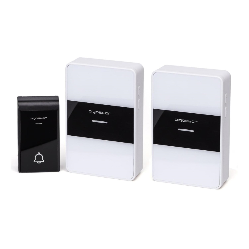 Aigostar - KIT 2x Trådlös dörrklocka 3xAA/12V IP44 vit/svart