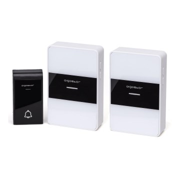 Aigostar - KIT 2x Trådlös dörrklocka 3xAA IP44 vit/svart