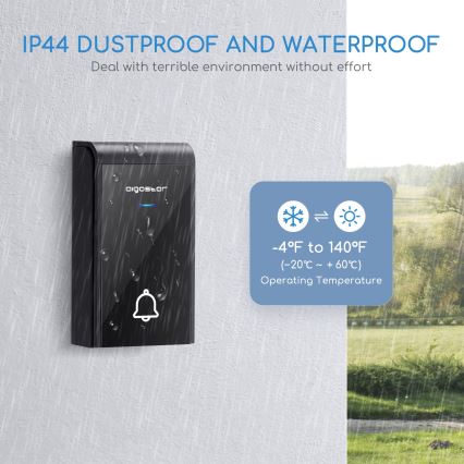 Aigostar - KIT 2x Trådlös dörrklocka 3xAA/12V IP44 vit/svart