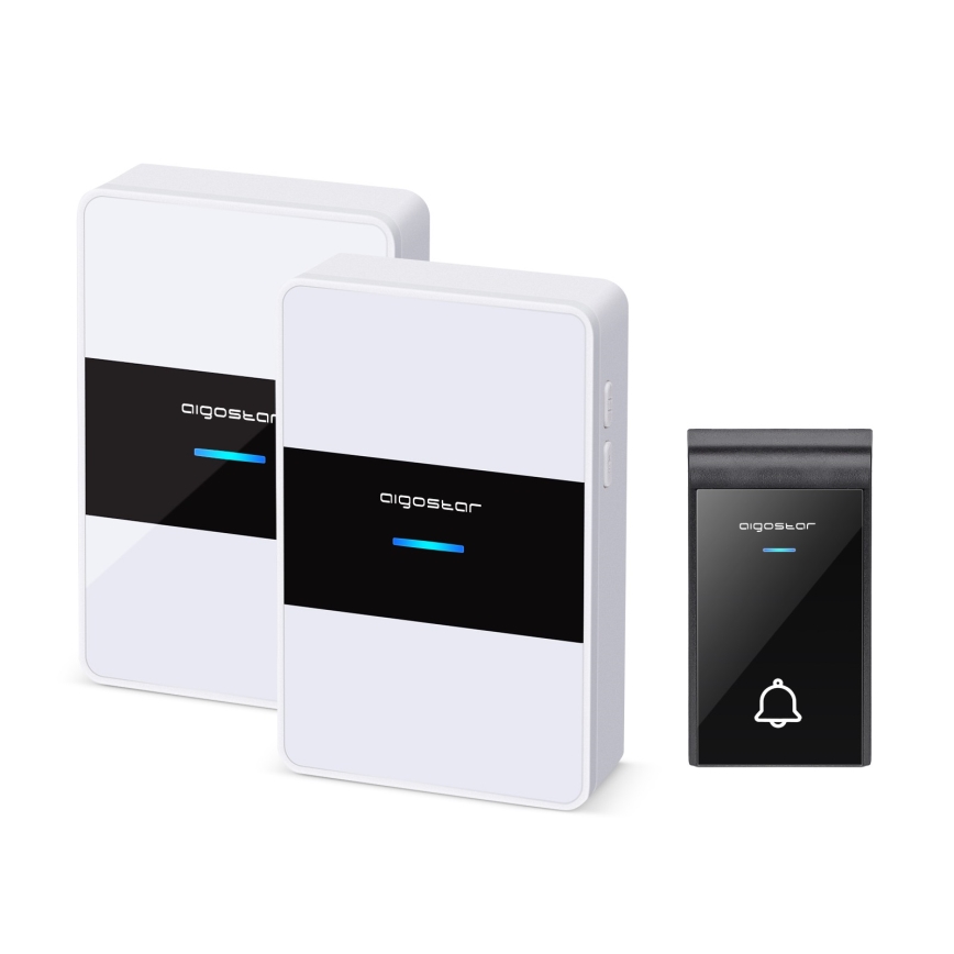 Aigostar - KIT 2x Trådlös dörrklocka 3xAA/12V IP44 vit/svart