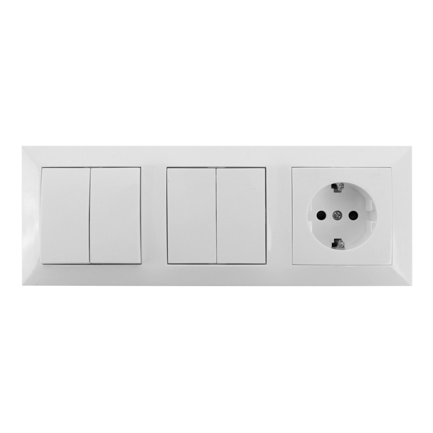 Aigostar - KIT 2x Väggbrytare för kontakt 2-knapp med uttag 1x16A/250V SCHUKO