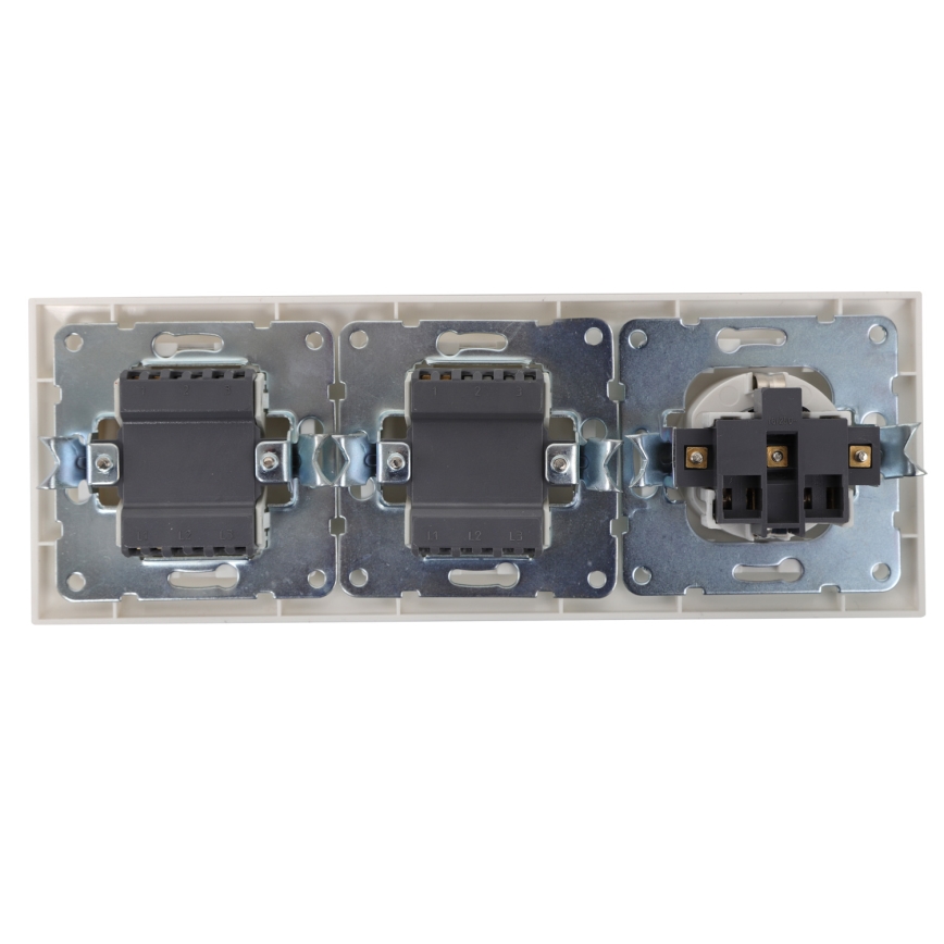 Aigostar - KIT 2x Väggbrytare för kontakt med uttag 1x16A/250V SCHUKO