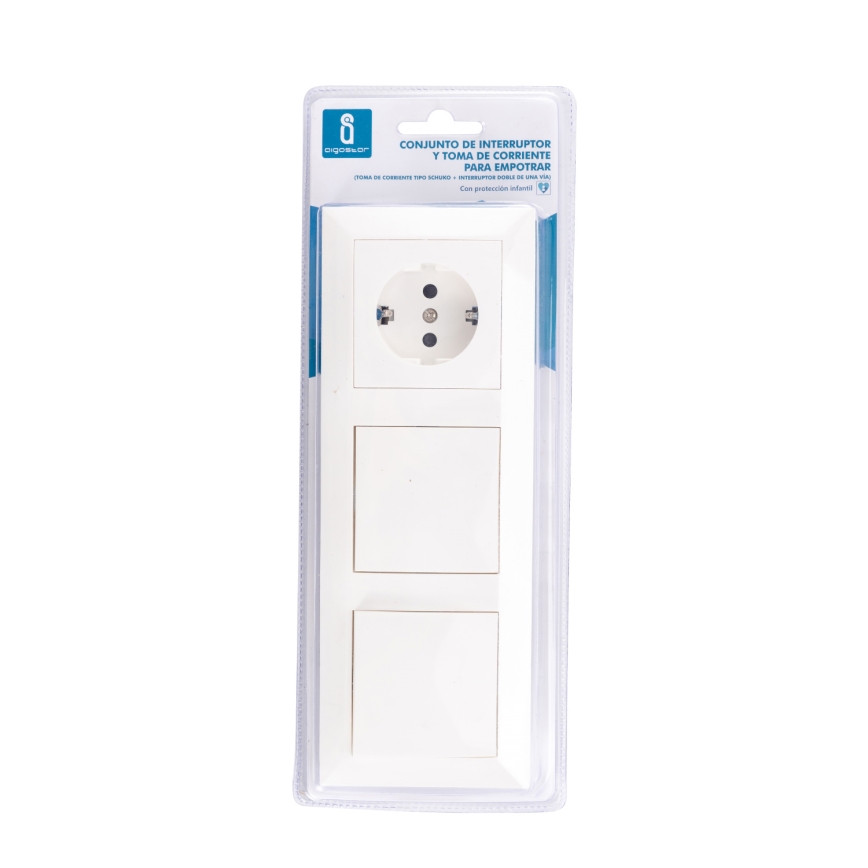 Aigostar - KIT 2x Väggbrytare för kontakt med uttag 1x16A/250V SCHUKO