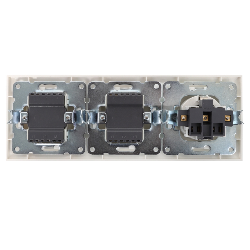 Aigostar - KIT 2x Väggbrytare för kontakt med uttag 1x16A/250V SCHUKO