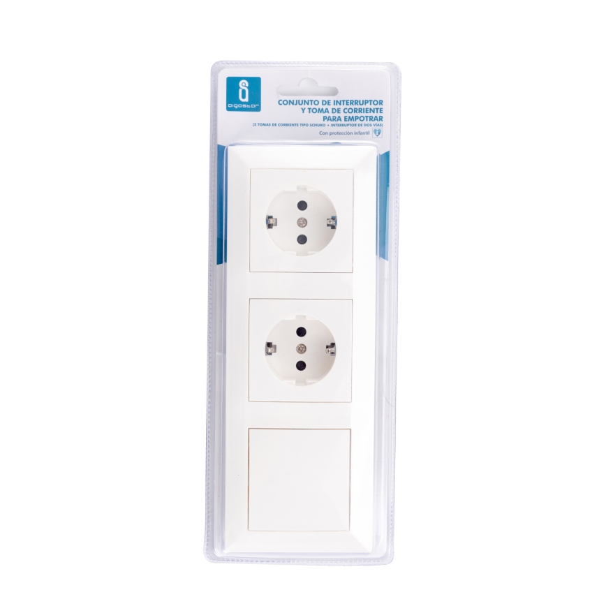 Aigostar - KIT 2x Vägguttag med brytare 2x16A/250V