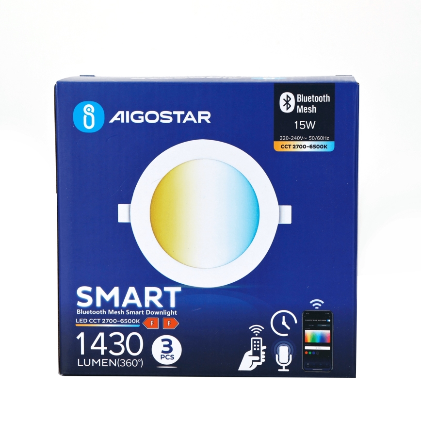 Aigostar - KIT 3x LED Dimbar infälld belysning MESH LED/15W/230V 2700K-6500K diameter 17cm