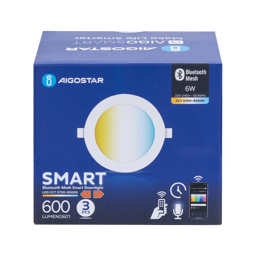 Aigostar - KIT 3x LED Dimbar infälld belysning MESH LED/6W/230V 2700K-6500K diameter 11,5cm