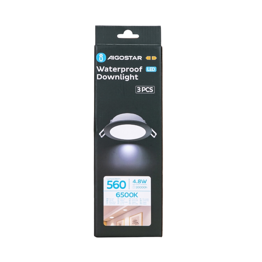 Aigostar - KIT 3x LED infälld lampa för utomhusbruk LED/4,8W/230V 6500K IP65 svart