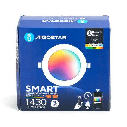 Aigostar - KIT 3x LED RGB Ljusreglerad upphängd taklampa MESH LED/15W/230V 2700K-6500K diameter 17cm