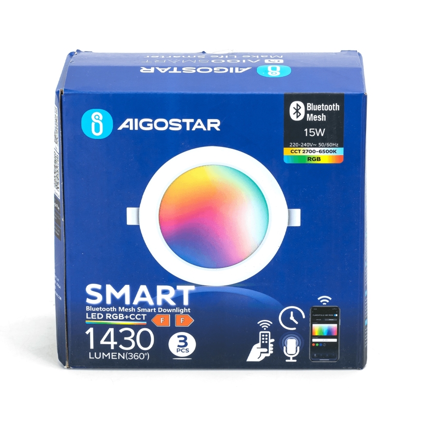 Aigostar - KIT 3x LED RGB Ljusreglerad upphängd taklampa MESH LED/15W/230V 2700K-6500K diameter 17cm