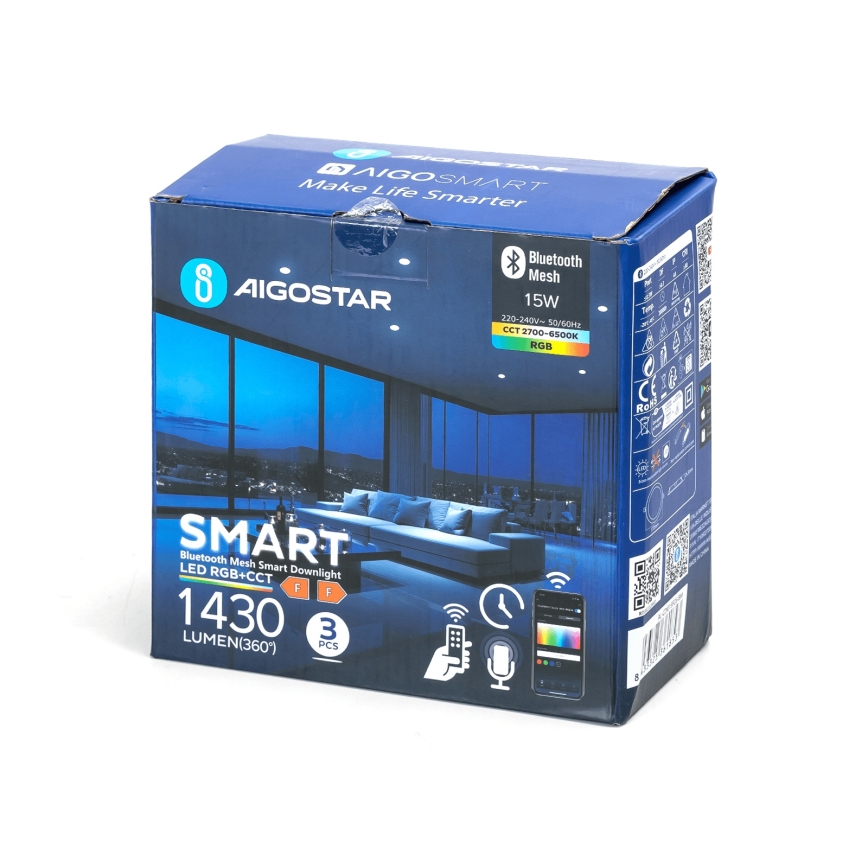 Aigostar - KIT 3x LED RGB Ljusreglerad upphängd taklampa MESH LED/15W/230V 2700K-6500K diameter 17cm