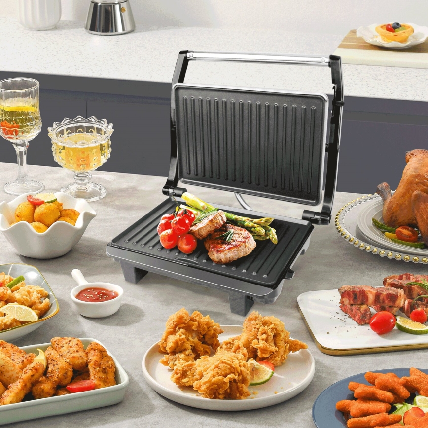 Aigostar - Kontaktgrill 1000W/230V svart/matt krom