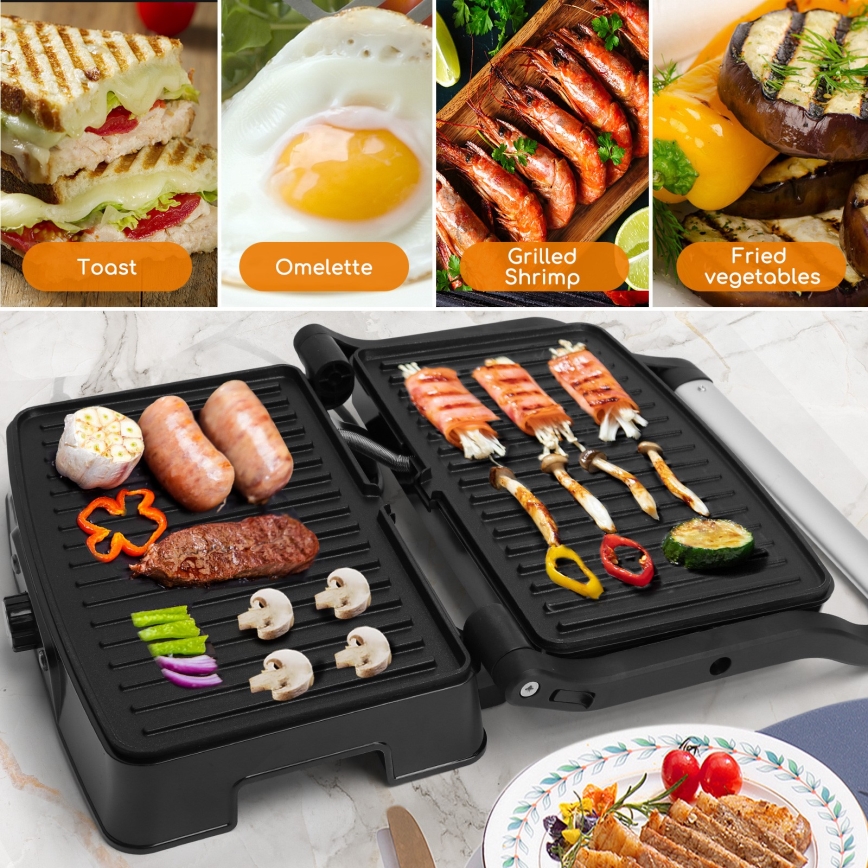 Aigostar - Kontaktgrill 1500W/230V matt krom/svart