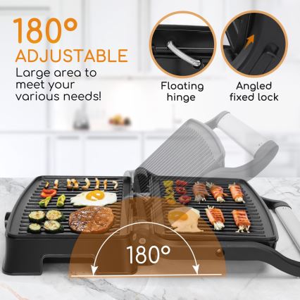 Aigostar - Kontaktgrill 1500W/230V matt krom/svart