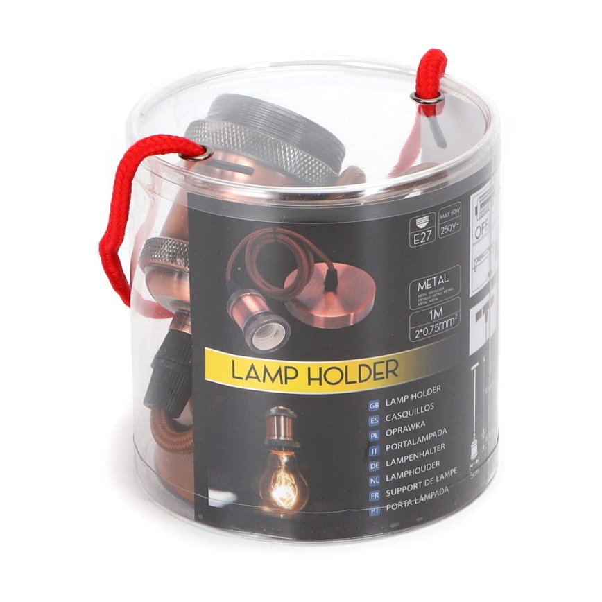 Aigostar - Laddningssladd 1xE27/60W/230V koppar