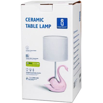 Aigostar - Lampa för barn 1xE14/40W/230V swan rosa
