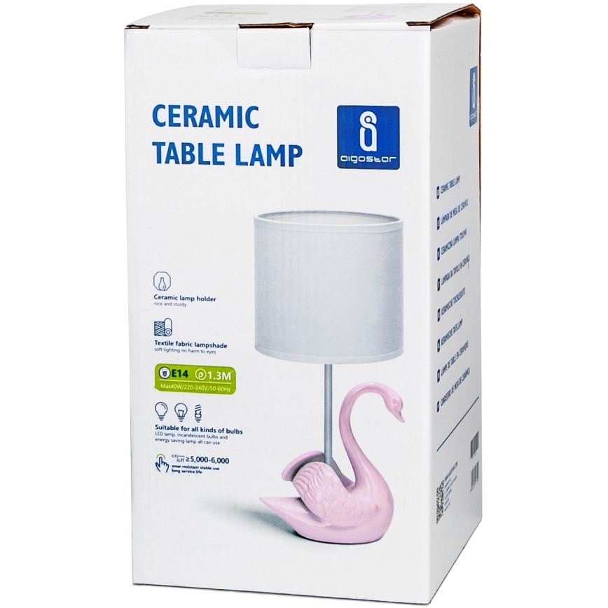 Aigostar - Lampa för barn 1xE14/40W/230V swan rosa