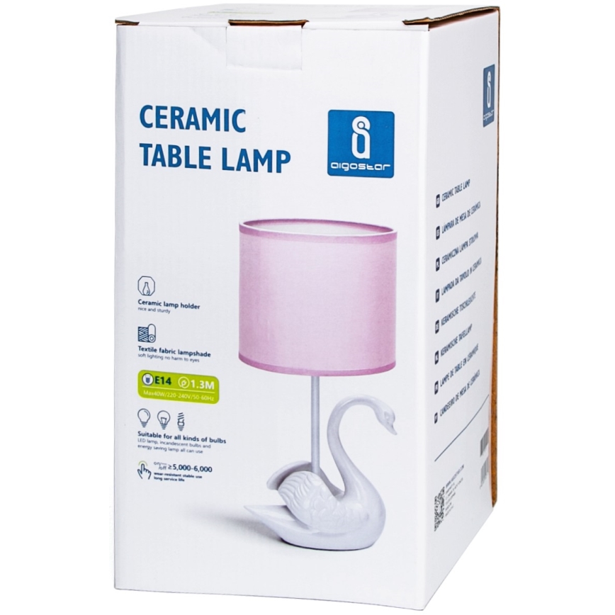 Aigostar - Lampa för barn 1xE14/40W/230V swan vit
