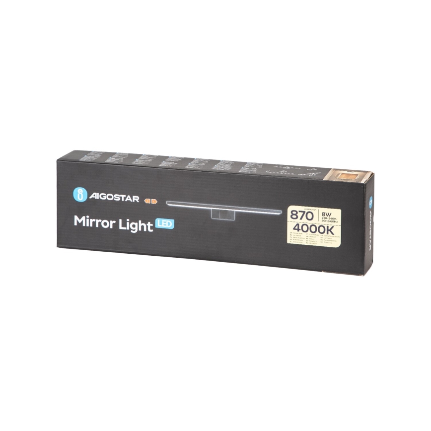 Aigostar - LED belysning för badrumsspegel LED/8W/230V 4000K 40 cm IP44 svart
