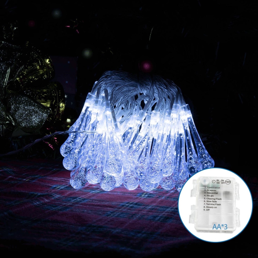 Aigostar - LED dekorativ utomhusslinga 50xLED/8 funktioner 5,3m IP44 kall vit