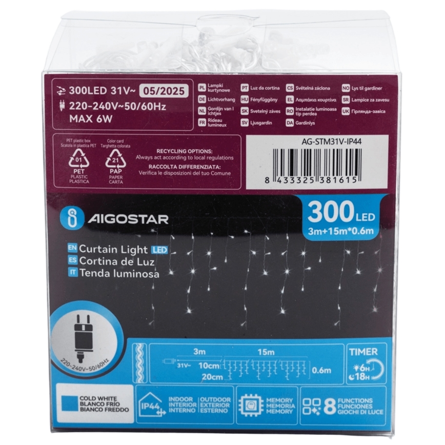 Aigostar - LED dekorativ utomhusslinga 75xLED/6W/230V 15x0,6m IP44 kall vit
