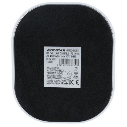 Aigostar - LED Dimbar bordslampa LED/4W/5V 4000K