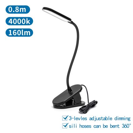 Aigostar - LED Dimbar bordslampa med klämma LED/2,5W/5V svart