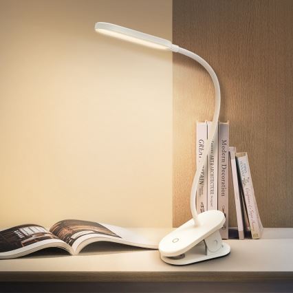 Aigostar - LED Dimbar bordslampa med klämma LED/2,5W/5V vit