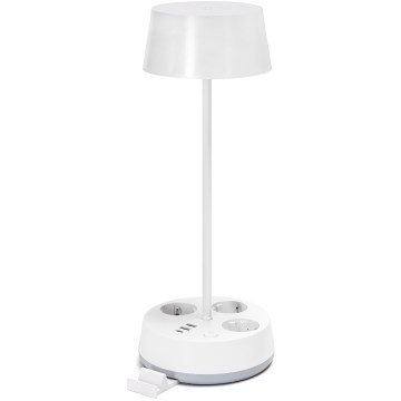 Aigostar - LED Dimbar bordslampa med uttag och USB LED/4,6W/230V 3000/4000/6500K vit