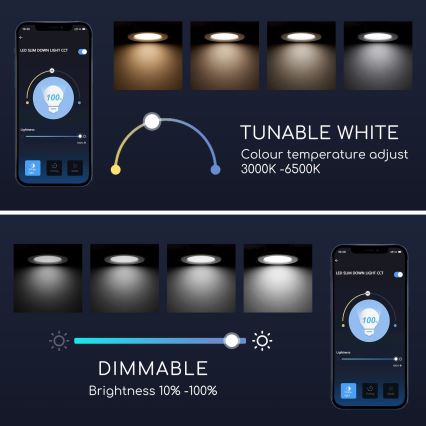 Aigostar - LED Dimbar infälld belysning LED/18W/230V d.22 cm Wi-Fi