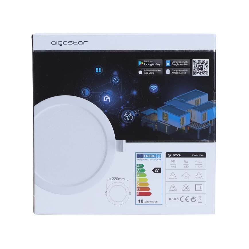 Aigostar - LED Dimbar infälld belysning LED/18W/230V d.22 cm Wi-Fi